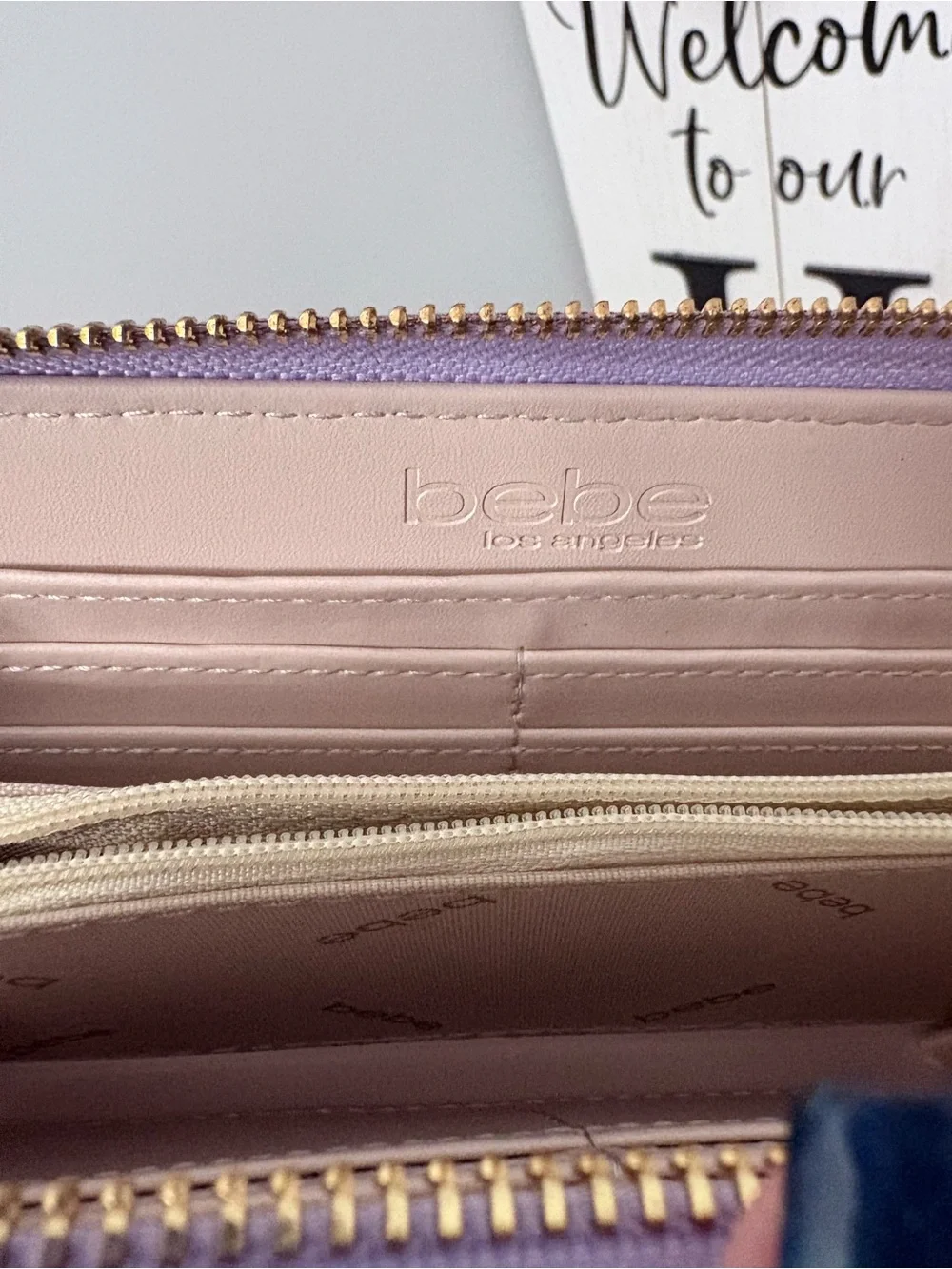 💜 bebe Quilted Lilac Zip-Around Wallet with card holder and wristlet NWT